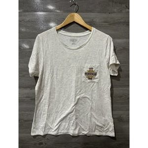 Pendleton Aztec Print Embroidered Pocket Cotton T-Shirt Women's Sz L
